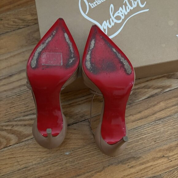 Christian Louboutin Cross Blake Patent Leather Pump Stiletto NUDE - Picture 5 of 8